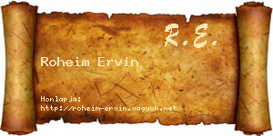 Roheim Ervin névjegykártya